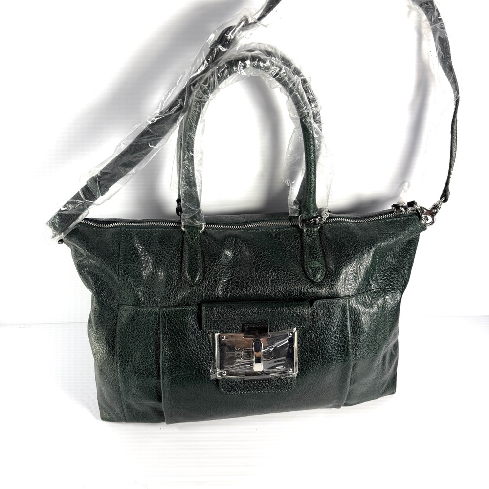 Joy Gryson  Dark Green Pebble Leather Shoulder Bag